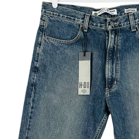 NWT Harley Davidson Men's Blue Denim Jeans Sz 36x34 Traditional Fit Tapered Leg - Picture 5 of 16